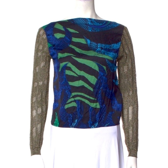 Roberto Cavalli Just Cavalli Knit Printed Blouse xs - Picture 2 of 16